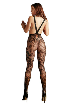 IN SUSPENSE LACE SUSPENDER STOCKINGS BLACK, OS