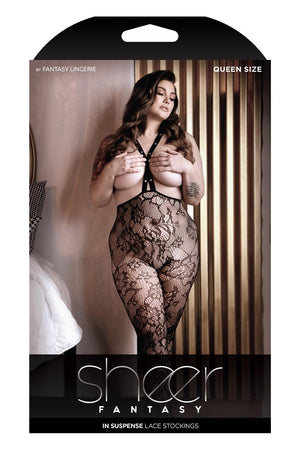 IN SUSPENSE LACE SUSPENDER STOCKINGS BLACK, QS