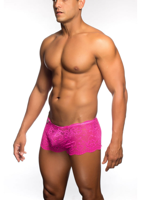 Shorty en dentelle rose