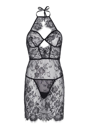 Robe en dentelle festonnée avec string