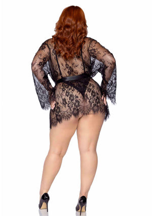 Teddy avec string échancré et déshabillé dentelle grande taille