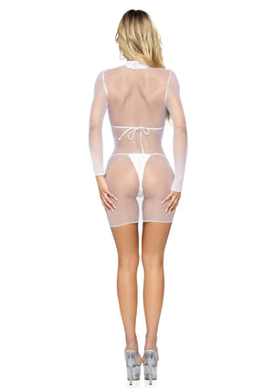 Robe courte résille col montant
