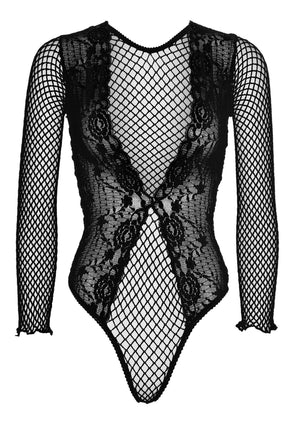 Teddy échancré dentelle et résille