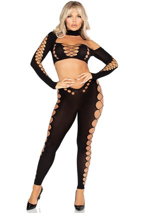 Crop top sans couture à découpes et legging