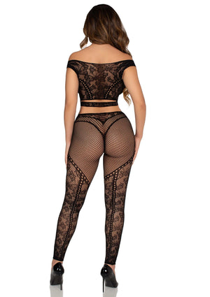 Crop top épaules dénudées et legging