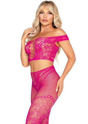 Crop top épaules dénudées et legging