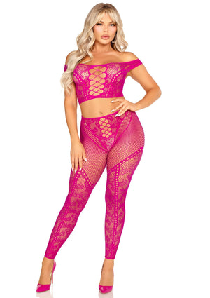 Crop top épaules dénudées et legging