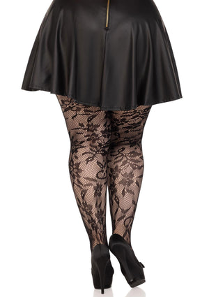 Collant grande taille sans couture en dentelle florale