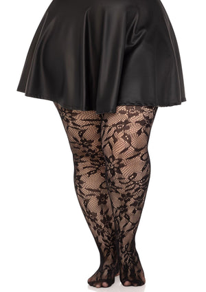 Collant grande taille sans couture en dentelle florale