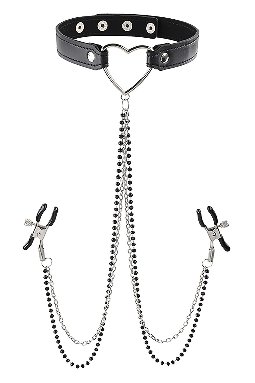 SPORTSHEETS SM AMOR COLLAR WITH NIPPLE CLAMPS