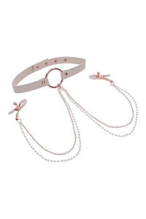 PEACHES ‘N CREAME COLLAR WITH NIPPLE CLAMPS