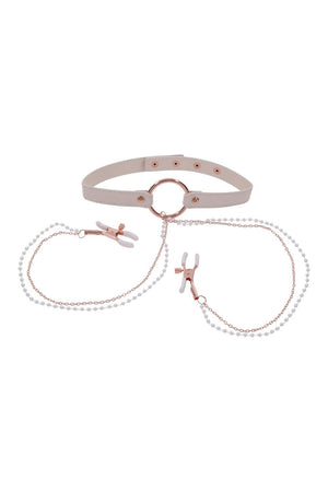 PEACHES ‘N CREAME COLLAR WITH NIPPLE CLAMPS