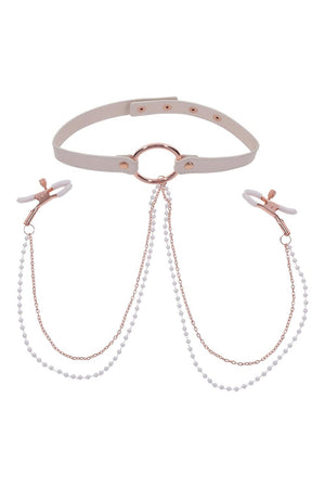PEACHES ‘N CREAME COLLAR WITH NIPPLE CLAMPS