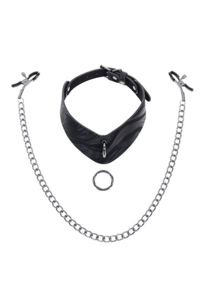 SPORTSHEETS VELVET NOIR COLLAR & REMOVABLE CLAMPS