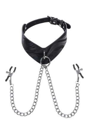 SPORTSHEETS VELVET NOIR COLLAR & REMOVABLE CLAMPS