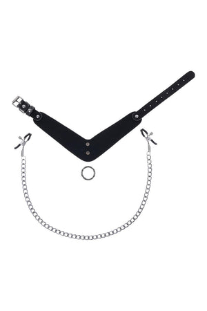 SPORTSHEETS VELVET NOIR COLLAR & REMOVABLE CLAMPS