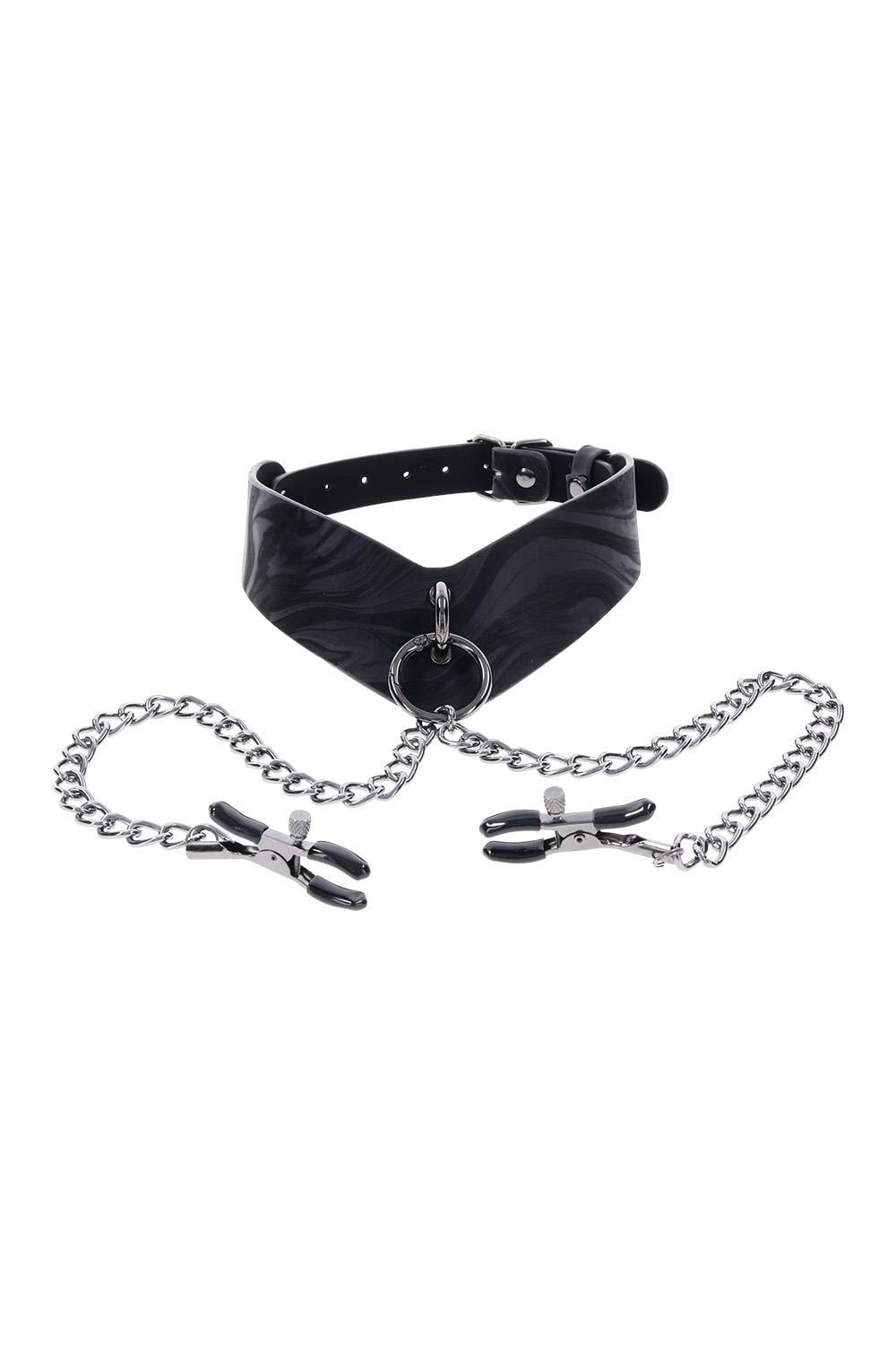SPORTSHEETS VELVET NOIR COLLAR & REMOVABLE CLAMPS