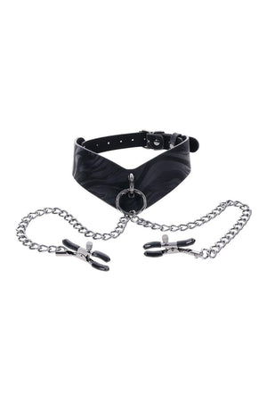 SPORTSHEETS VELVET NOIR COLLAR & REMOVABLE CLAMPS
