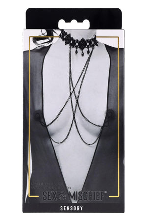 SPORTSHEETS SEX AND MISCHIEF LACE COLLAR WITH NIPPLE TIES