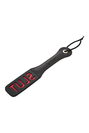 SPORTSHEETS 12 INCH LEATHER SLUT IMPRESSION PADDLE