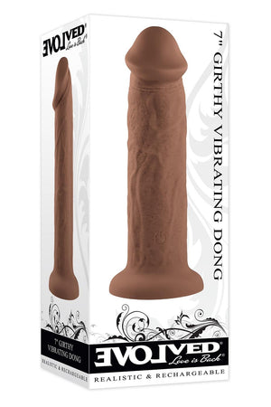 EVOLVED 7 INCH GIRTHY VIBRATING DONG DARK FLESH