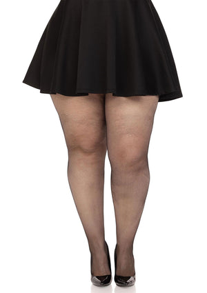 Collant grande taille micro-résille en élasthanne