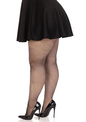 Collant grande taille micro-résille en élasthanne