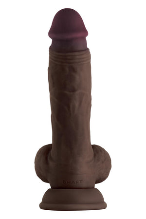 SHAFT MODEL A 8.5 INCH LIQUID SILICONE DONG WITH BALLS MAHOGANY