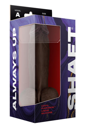 SHAFT MODEL A 8.5 INCH LIQUID SILICONE DONG WITH BALLS MAHOGANY