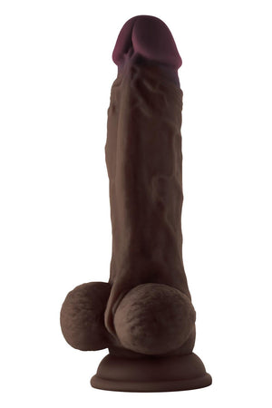 SHAFT MODEL A 8.5 INCH LIQUID SILICONE DONG WITH BALLS MAHOGANY