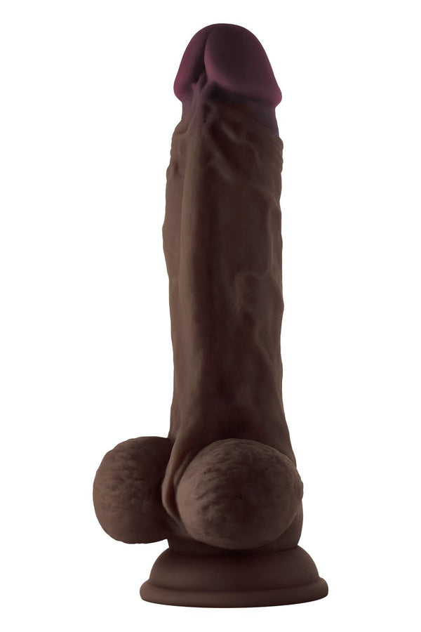 SHAFT MODEL A 8.5 INCH LIQUID SILICONE DONG WITH BALLS MAHOGANY