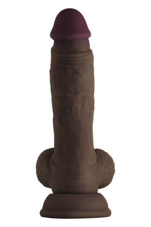 SHAFT MODEL A 7.5 INCH LIQUID SILICONE DONG WITH BALLS MAHOGANY