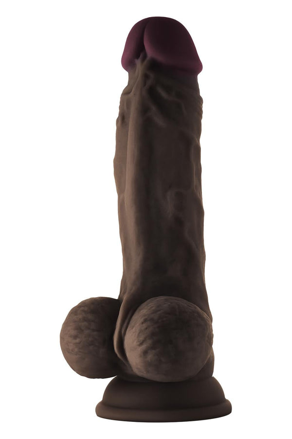 SHAFT MODEL A 7.5 INCH LIQUID SILICONE DONG WITH BALLS MAHOGANY