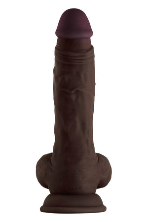 SHAFT MODEL A 9.5 INCH LIQUID SILICONE DONG WITH BALLS MAHOGANY