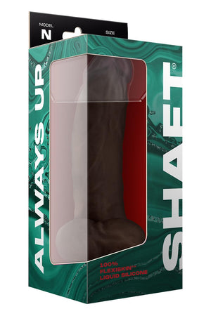 SHAFT MODEL N 9.5 INCH LIQUID SILICONE DONG WITH BALLS MAHOGANY