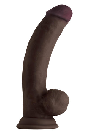 SHAFT MODEL C 8.5 INCH LIQUID SILICONE DONG WITH BALLS MAHOGANY