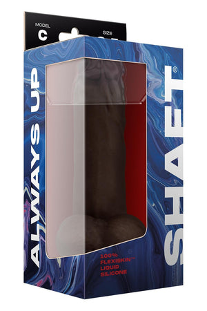 SHAFT MODEL C 8.5 INCH LIQUID SILICONE DONG WITH BALLS MAHOGANY