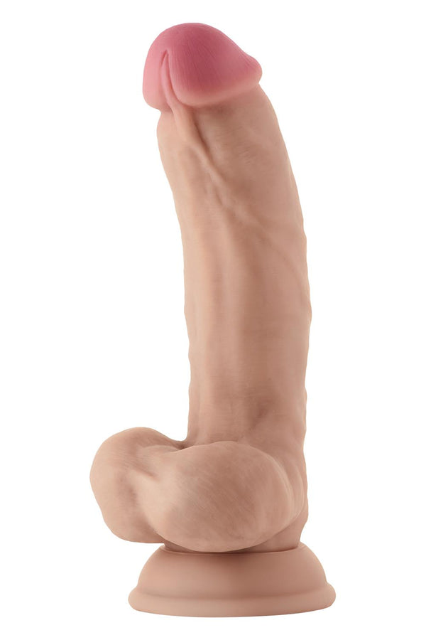 SHAFT MODEL C 7.5 INCH LIQUID SILICONE DONG WITH BALLS PINE