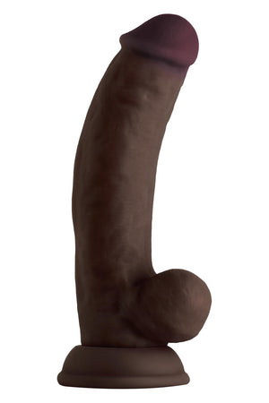 SHAFT MODEL C 7.5 INCH LIQUID SILICONE DONG WITH BALLS MAHOGANY