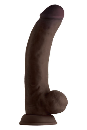 SHAFT MODEL C 9.5 INCH LIQUID SILICONE DONG WITH BALLS MAHOGANY