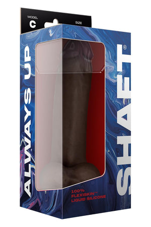 SHAFT MODEL C 9.5 INCH LIQUID SILICONE DONG WITH BALLS MAHOGANY