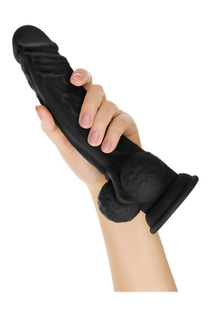 SHAFT MODEL A 10.5 INCH LIQUID SILICONE DONG WITH BALLS BLACK
