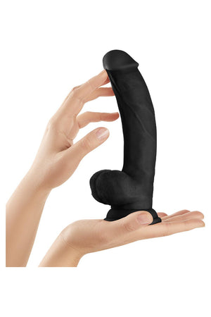 SHAFT MODEL C 9.5 INCH LIQUID SILICONE DONG WITH BALLS BLACK