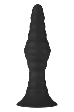 FORTO VIBRATING RIBBED PLUG WITH REMOTE CONTROL LARGE BLACK