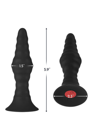 FORTO VIBRATING RIBBED PLUG WITH REMOTE CONTROL LARGE BLACK