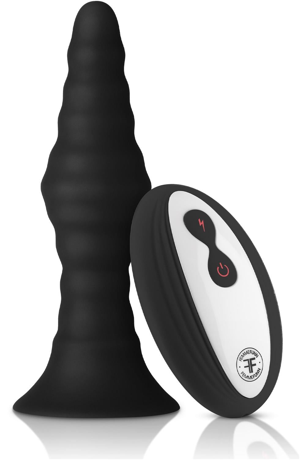 FORTO VIBRATING RIBBED PLUG WITH REMOTE CONTROL SMALL BLACK