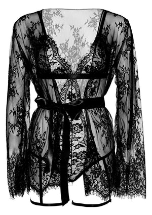Body à jarretelles avec dos string et peignoir