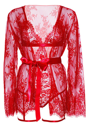 Body à jarretelles avec dos string et peignoir