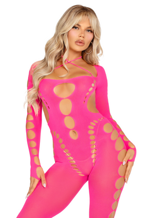 Bodystocking opaque à découpes sans pieds