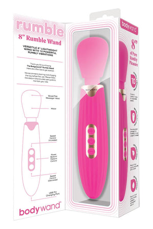 BODYWAND RUMBLE WAND 8 INCH HOT PINK